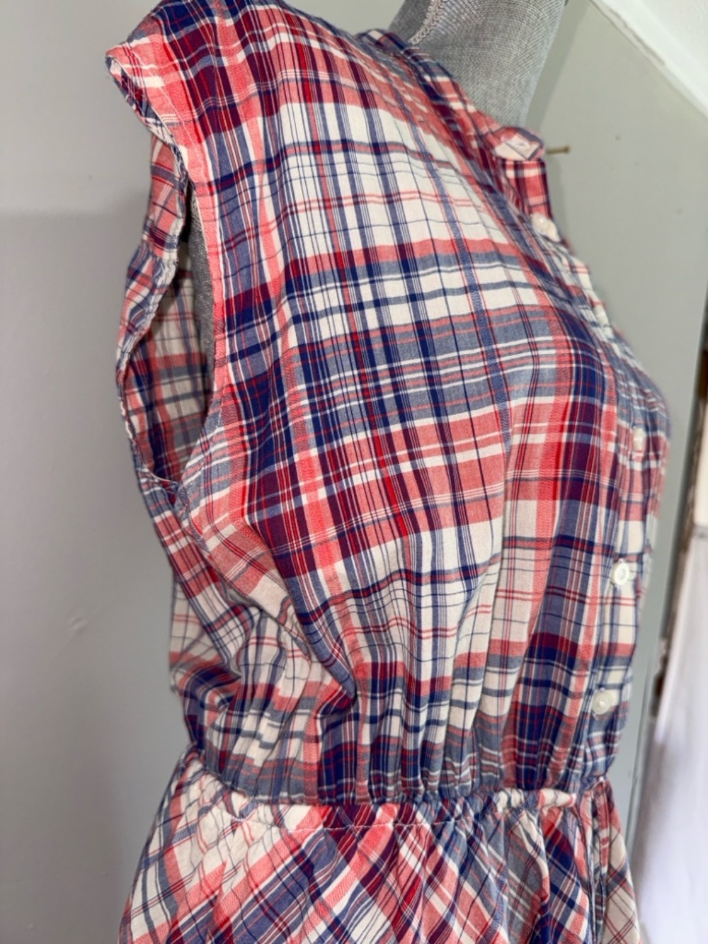 Tommy Hilfiger Red Navy White Plaid Button-Up Shirt - Picture 4 of 6